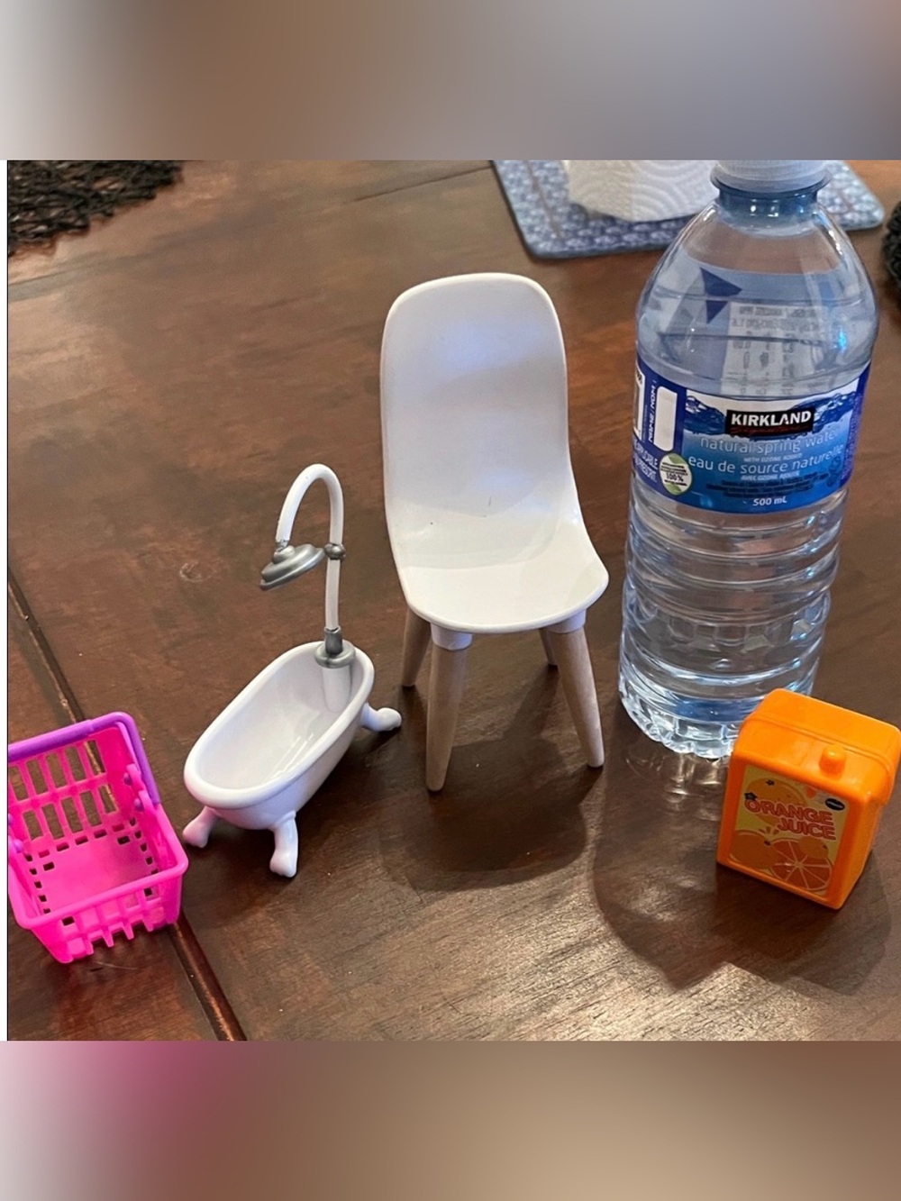 White Doll Chair with Bathtub and Accessories - Kids Toy Set